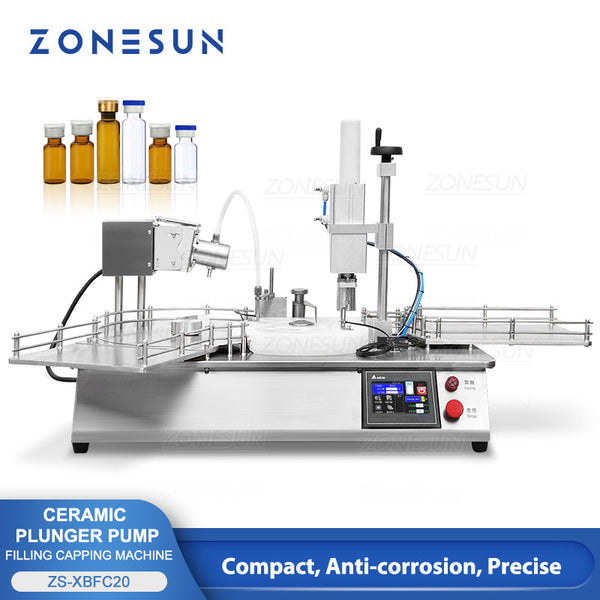 ZONESUN ZS-XBFC20 Automatic Ceramic Pump Liquid Penicillin Filling Capping Machine with Bottle Unscramber