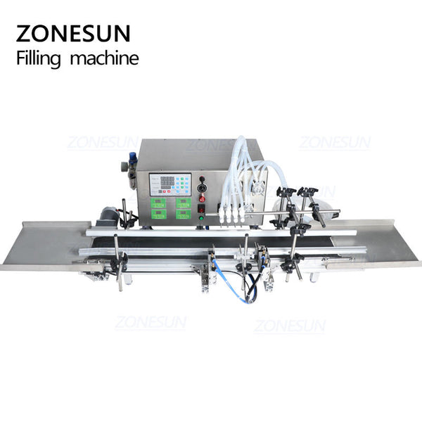 ZONESUN Automatic Desktop CNC Peristaltic Pump Filling Machine With Conveyor ZS-DTPP4W