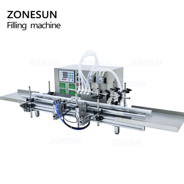 ZONESUN Automatic Desktop CNC Peristaltic Pump Filling Machine With Conveyor ZS-DTPP4W