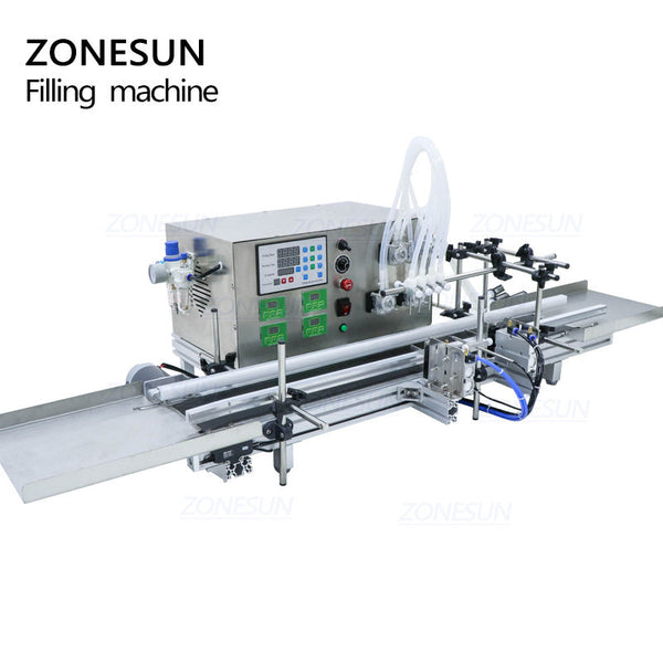 ZONESUN Automatic Desktop CNC Peristaltic Pump Filling Machine With Conveyor ZS-DTPP4W