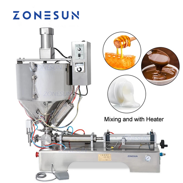 ZONESUN ZS-GTJH1 Single Nozzle Pneumatic Paste Filling Machine With Mixer Heater