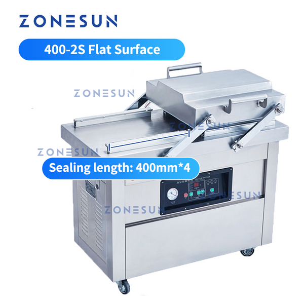 ZONESUN Automatic Double Chamber Vacuum Packaging Machine Food Sealers - DZ-400-2S