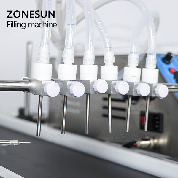 ZONESUN 6 Head Vaccine Ampoule Vial Bottle Peristaltic Pump Filling Machine With Conveyor Belt