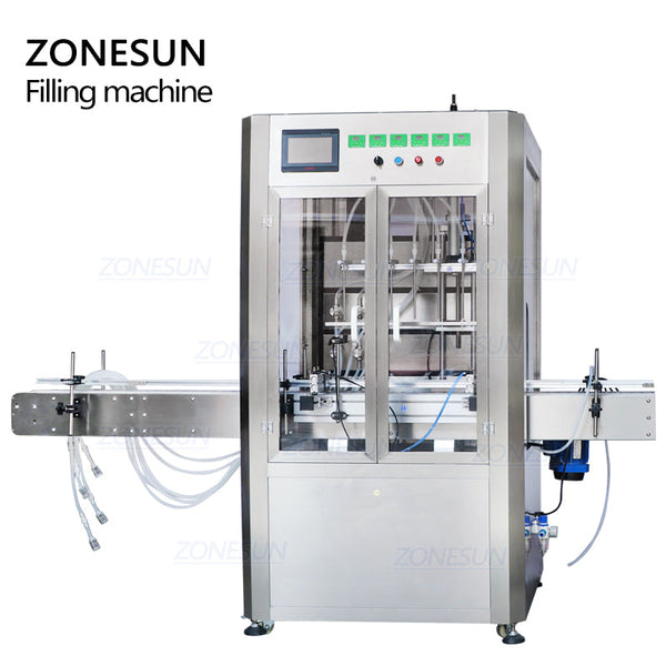 ZONESUN  6 Heads Magnetic Pump Liquid Filling Machine With Dust Cover ZS-VTMP80D