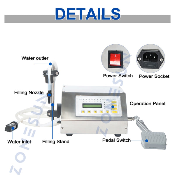 ZONESUN 5-3500ml ZS-GFK160 Digital Liquid Filling Machine