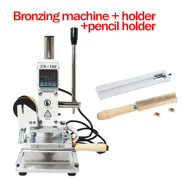 ZONESUN ZS-100B Dual Use Manual Pencil Stamping Machine Leather Paper Embossing Tool - ZS-100B with pencil holder / 110v - ZS-100B with pencil holder / 220v