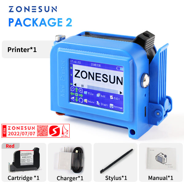 ZONESUN Handheld Inkjet Printer Portable Date Coding Machine ZS-DC1 - Red ink