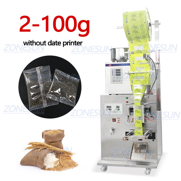 ZONESUN Grain Powder Automatic Filling and Sealing Machine Back Side Seal With Date Printer ZS-GZ5200 - Without date coder / 2-100g / 110v - Without date coder / 2-100g / 220v