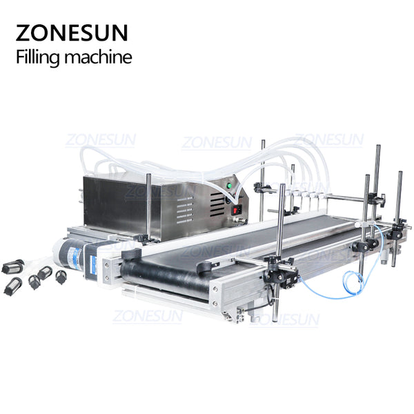 ZONESUN 6 Head Vaccine Ampoule Vial Bottle Peristaltic Pump Filling Machine With Conveyor Belt