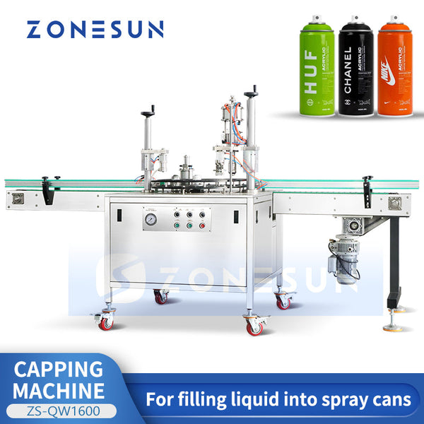 ZONESUN Semi Automatic Aerosol Filling Machine Spray Can Sealer Equipment ZS-QW1600