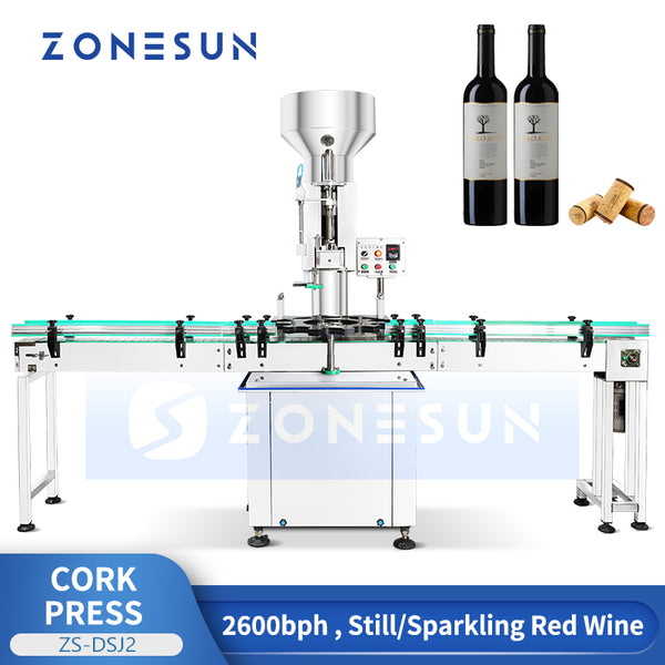 ZONESUN ZS-DSJ2 Cork Pressing Machine Red Wine Bottles Sealing Automatic Feeding Cork Production Line