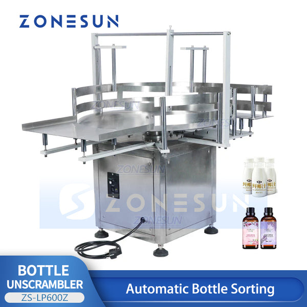 ZONESUN ZS-LP600Z Automatic Round Bottle Unscrambler Sorting Turntable Arranging Machine