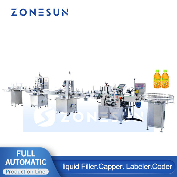 ZONESUN ZS-FAL180P10 Automatic 4 Heads Filling Capping Labeling Machine with Inkjet Printer