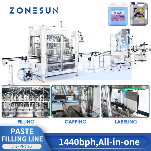 Zonesun ZS-FAL180Z10 Servo Filling Production Line F-stype Capper Bottleing Line