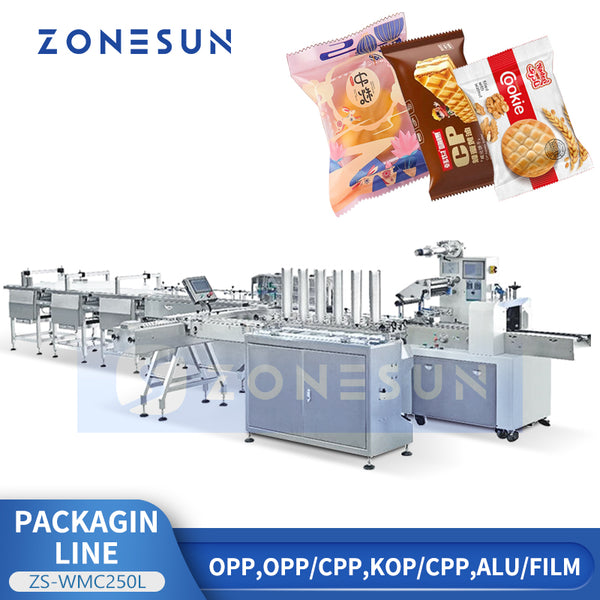 ZONESUN ZS-WMC250L Biscuit Bread Mooncake Horizontal Flow Wrapper