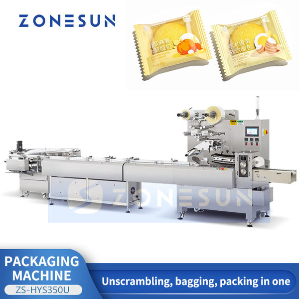 ZONESUN ZS-HYS350U Horizontal Automatic Bag Sealing Packaging Machine with Material Unscrambler