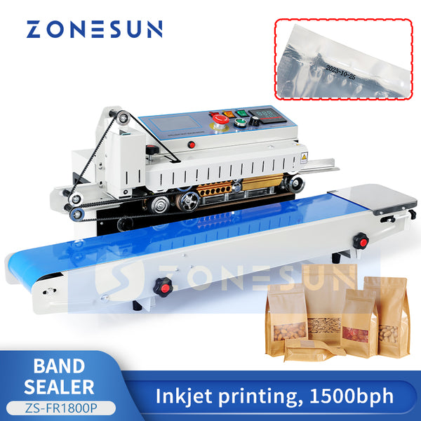 ZONESUN ZS-PM1800 Automatic Continuous Plastic Packet Aluminum Foil sealing Machine With Code Printer