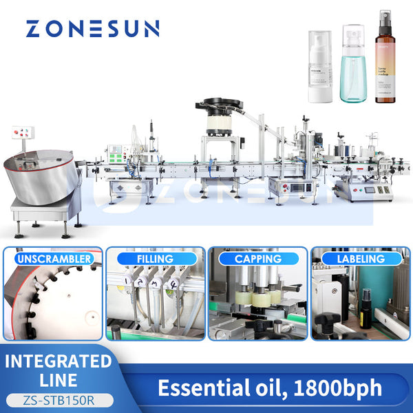 ZONESUN ZS-FAL180D3 Automatic Magmetic Pump Round Bottle Liquid Filling Caping Labeling Machine Production Line