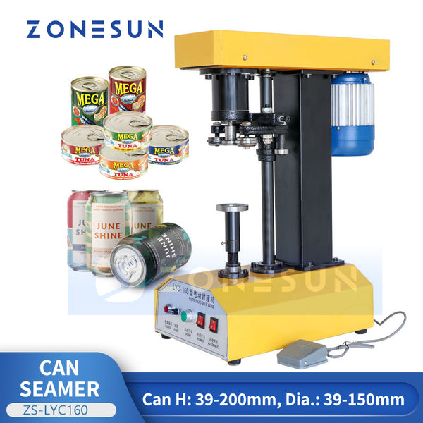 ZONESUN 39-150mm Canned Plastic Seamer Tinplate Ring-pull Can Sealing Machine ZS-LYC160