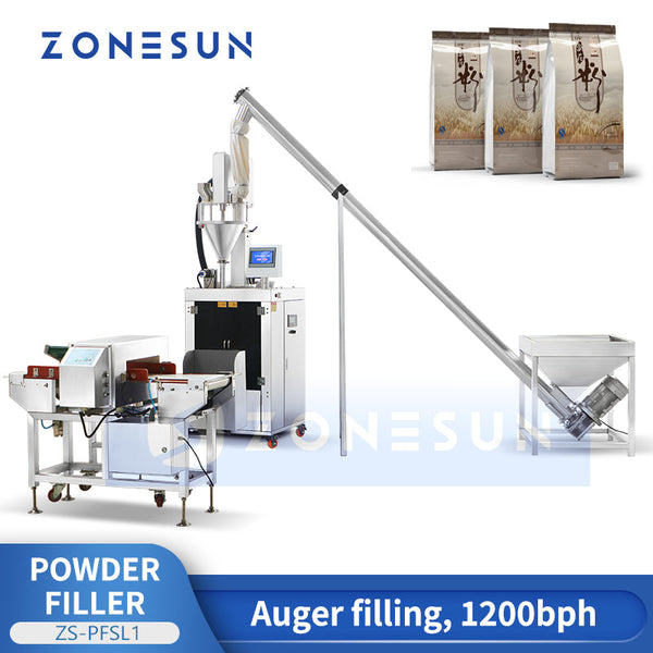 ZONESUN Auger Filler Automatic Powder Packing Machine with Metal Detector ZS-PFSL1