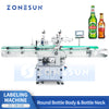 ZONESUN Automatic Round Bottle Neck and Body Labeling Machine ZS-TB120