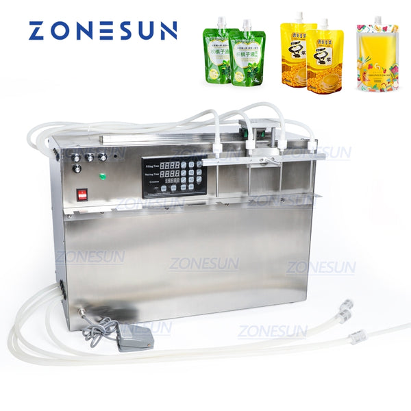 ZONESUN 4 Heads Stand-up Beverage  Bag Spout Pouch Liquid Filling Machine ZS-DPSP4