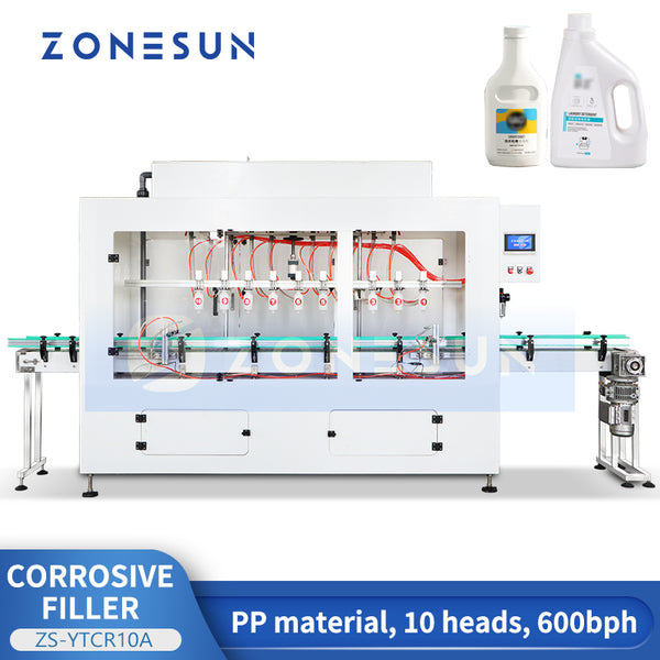 Zonesun Chemical Liquid Filling Machine Bleach Pesticide Disinfectant  Filler Equipment  ZS-YTCR10A