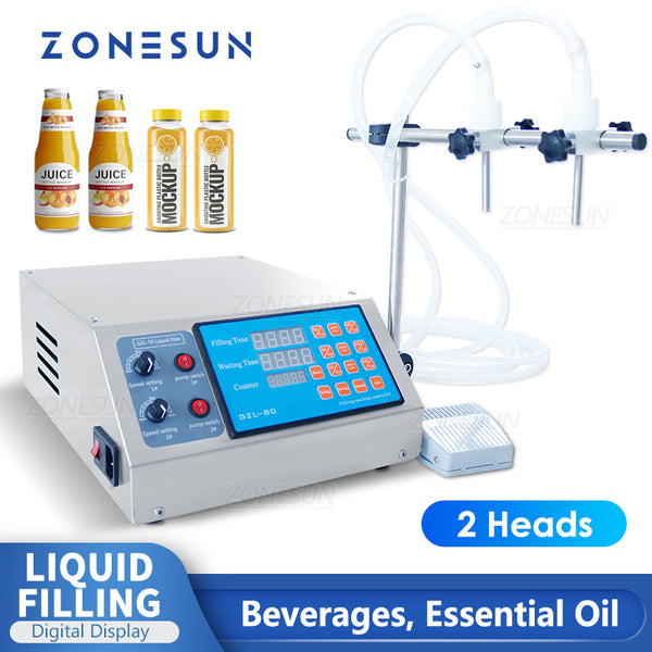 ZONESUN Semi-auto 2 Heads 3-4000ml Filling Machine ZS-YTDP2