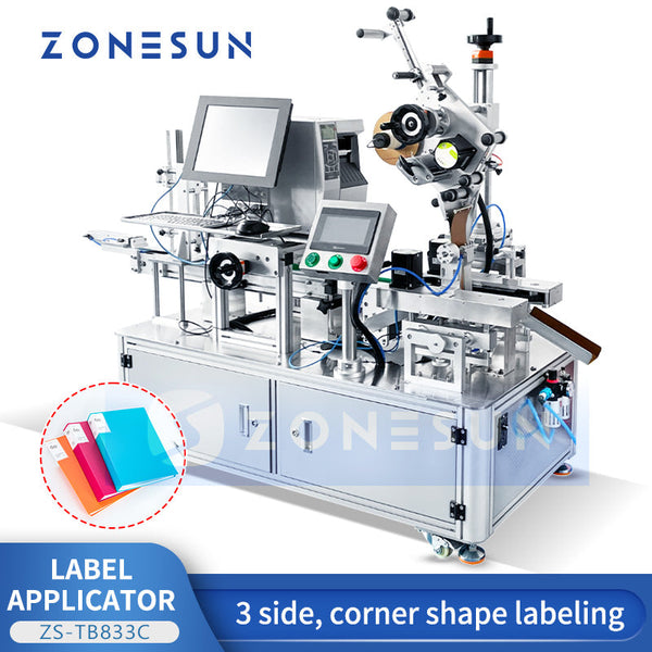 ZONESUN Automatic Corner Wrap 3-side Label Applicator Labeling Machine ZS-TB833C