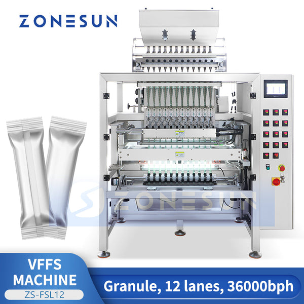 ZONESUN ZS-FSL12 Autoamtic VFFS Granule Filling Sealing Machine 12 Lanes