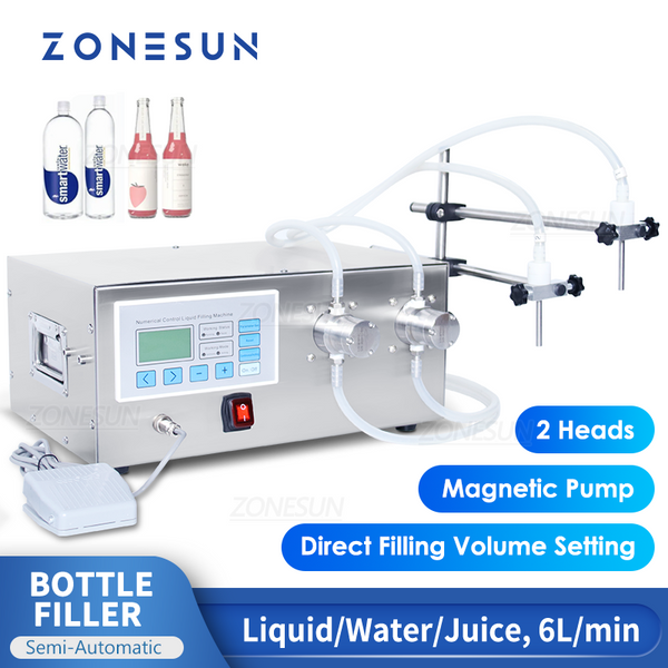 ZONESUN ZS-MPZ2 Semi-automatic 2 Nozzles Semi Automatic Magnetic Pump Liquid Filling Machine