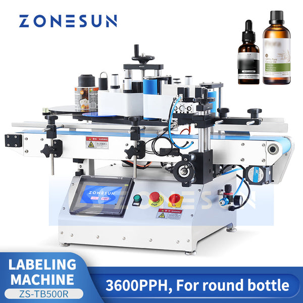 ZONESUN ZS-TB500R Automatic One Circle Label Round Bottle Labeling Machine