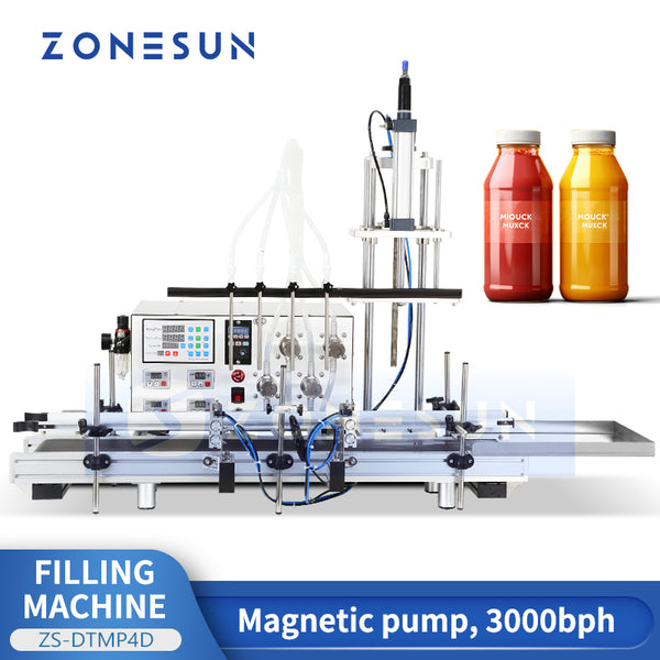 ZONESUN ZS-DTMP4D Automatic Magnetic Pump 4 Nozzles Lifting Filling Machine