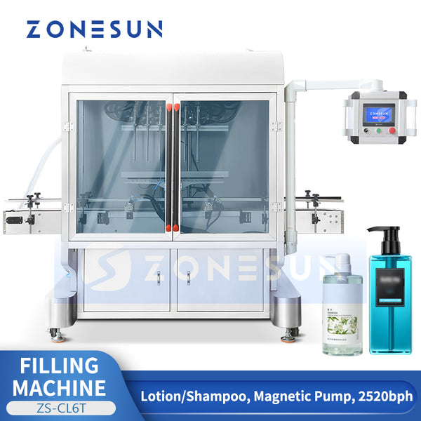 ZONESUN ZS-CL6T Automatic 6 Nozzle Magnetic Pump Filling Machine with Dust Cover