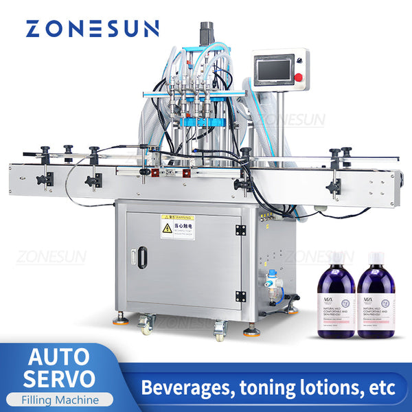 ZONESUN Automatic 4 Nozzles Servo Piston Pump Liquid Filling Machine ZS-SV4HS