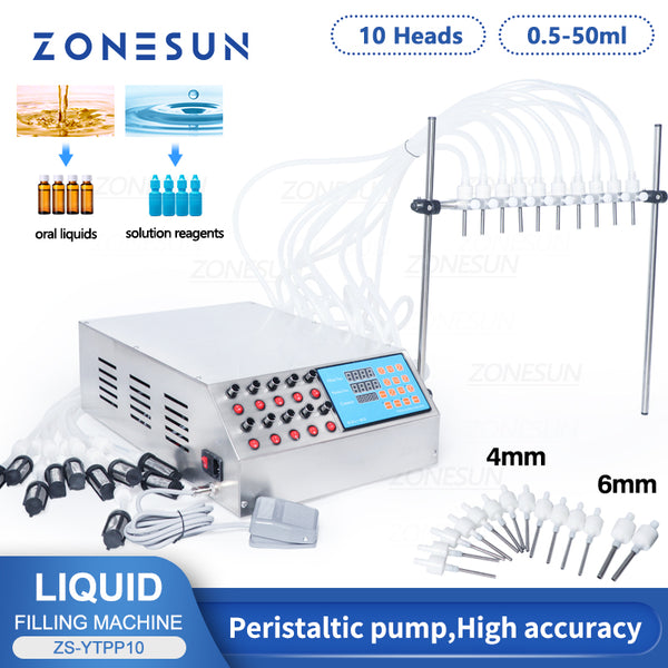 ZONESUN 10 Heads Digital Control Perfume Vial Oral Liquid Filling Machine ZS-YTPP10