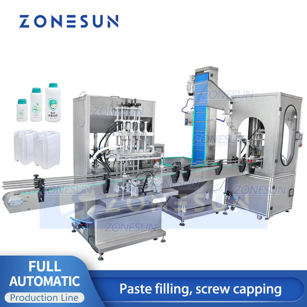 ZONESUN ZS-FAL180X2 Automatic F-style Bottle Servo Filling and Capping Machine With Cap Feeder