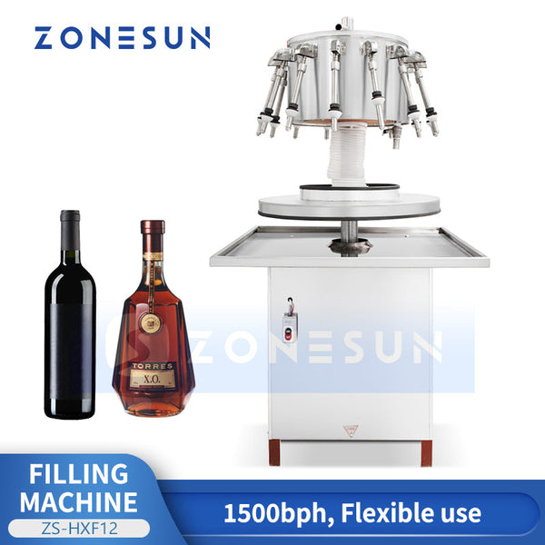 ZONESUN ZS-HXF12 Automatic Rotary Siphon Filling Machine for Beverages Wine Sauce