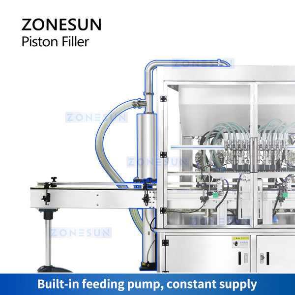 ZONESUN Automatic Piston Filler 12 Heads Thick Paste Filling Machine Servo Pump ZS-YT12T-12PX