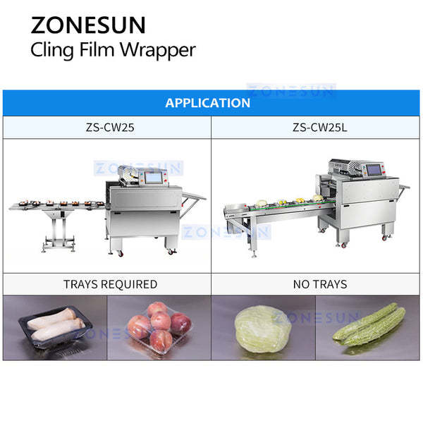 ZONESUN Automatic Food Tray Wrapper Cling Film Wrapping Machine  ZS-CW25