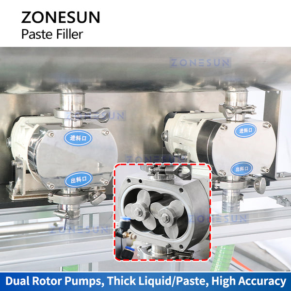 ZONESUN Automatic Rotor Pump Paste Peanut Butter Filling Machine with 80L Hopper ZS-DTGT900U2