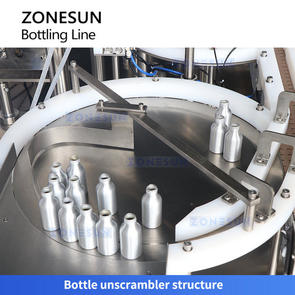 ZONESUN ZS-FAL180V3 Inner Plug Outer Cover Filling Capping Labeling Bottling Line