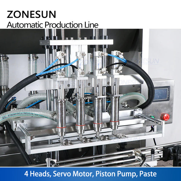 ZONESUN ZS-FAL180R3 4 Heads Servo Liquid Filling Capping Labeling Machine Square Flat Bottle