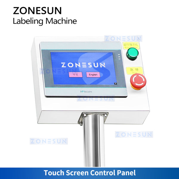 ZONESUN ZS-TB822R Automatic Round Bottle Neck and Body Wraparound Labeling Machine