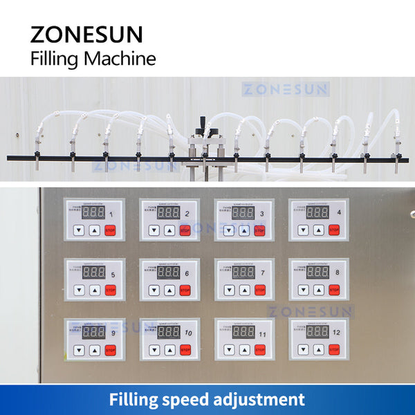 ZONESUN ZS-MPYT12P 12 Heads Semi Automatic Magnetic Pump Liquid Filling Machine