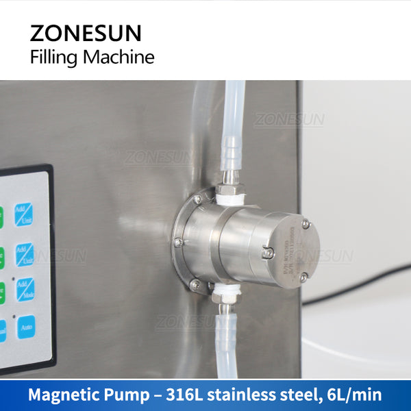 ZONESUN Liquid Filling Machine Small Machine Line 316 Magnetic Pump Water Juice Beverage Bottle Diving Nozzle ZS-DTMP1D