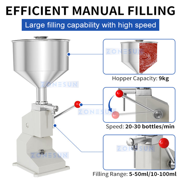 ZONESUN ZS-A03S Manual Paste Lip Gloss Honey Filling Machine