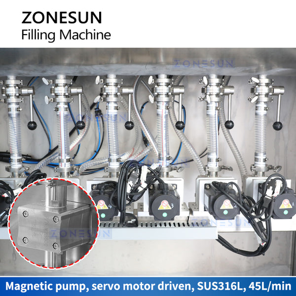 ZONESUN ZS-CL6T Automatic 6 Nozzle Magnetic Pump Filling Machine with Dust Cover