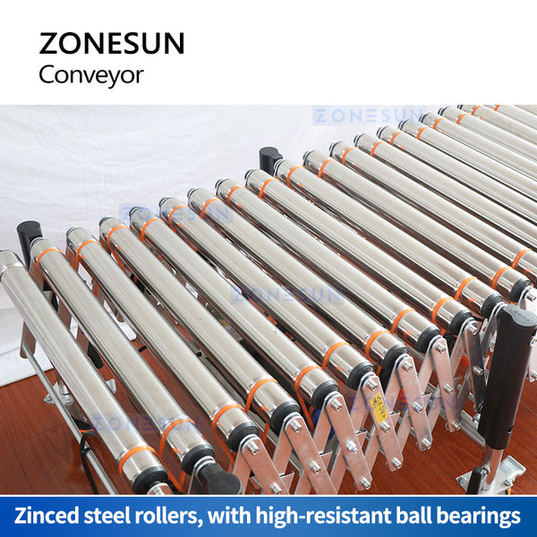 ZONESUN ZS-FCO600 Flexible Expandable Roller Conveyor O Belts