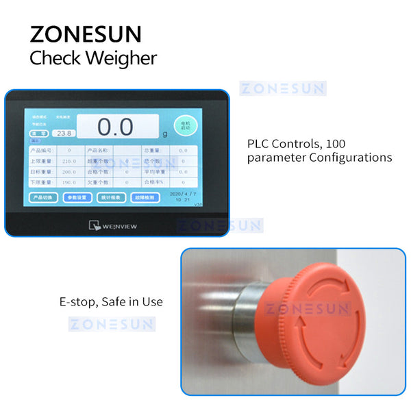 ZONESUN Pouch Bag Carton Bottle Weight Detection Machine ZS-CW500